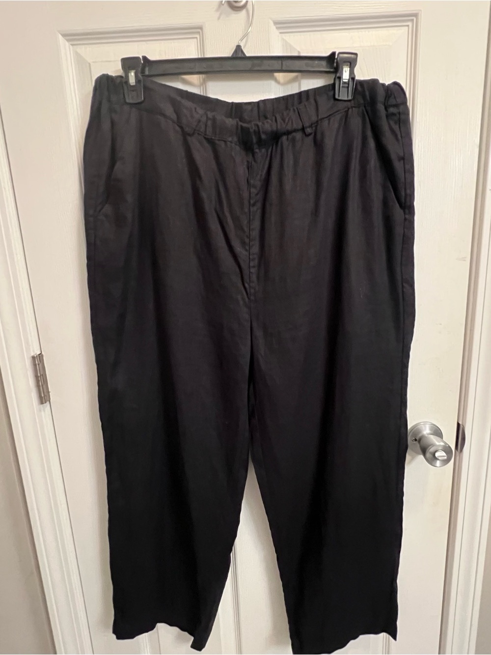 Quince 100% European Linen Pants Womens XL Black Pull On Beach Coastal Preppy